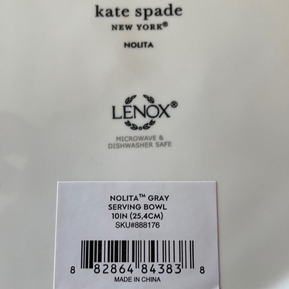 Kate Spade Nolita pink and gray serving dish 10 in - Picture 2 of 3